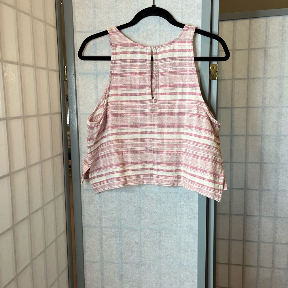 Anthropologie Saturday Sunday pink and cream striped cropped tank top - Picture 4 of 4